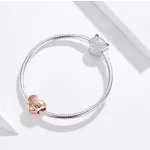  Silberner Herzanhänger mit Zirkonkristall, Roségold