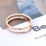 Damenring aus Edelstahl, mit Kristall, Roségold, Größe 7