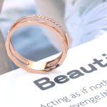 Damenring aus Edelstahl, mit Kristall, Roségold, Größe 7