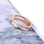 Damenring aus Edelstahl, mit Kristall, Roségold, Größe 8