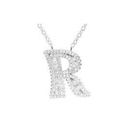 Silberne Halskette mit Buchstabenanhänger, R