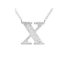 Silberne Halskette mit Buchstabenanhänger, X