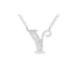 Silberne Halskette mit Buchstabenanhänger, Y