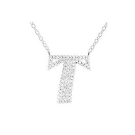 Silberne Halskette mit Buchstabenanhänger, T