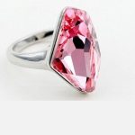  Rautenförmiger Ring, Hellrosa, verziert mit Swarovski-Kristall, 7,25