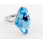  Rautenförmiger Ring, Aquamarin, verziert mit Swarovski-Kristallen, 8