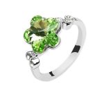  Blumenförmiger Ring, Peridotgrün, verziert mit Swarovski-Kristallen, 6,5