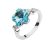  Blumenförmiger Ring, Aquamarin, verziert mit Swarovski-Kristall, 7,25
