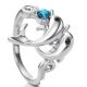  Delphinring, Blau, verziert mit Swarovski-Kristall, 9