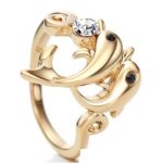  Delphinring, Weiß, verziert mit Swarovski-Kristall, 7