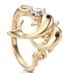  Delphinring, Weiß, verziert mit Swarovski-Kristall, 9