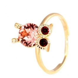   Ring mit Eulenmuster, Pink, verziert mit Swarovski-Kristallen