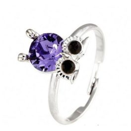    Ring mit Eulenmuster, Lila, verziert mit Swarovski-Kristallen