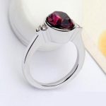  Runder Steinring, Amethyst, verziert mit Swarovski-Kristall, 6,5
