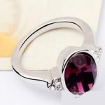 Runder Steinring, Amethyst, verziert mit Swarovski-Kristall, 8