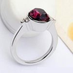  Runder Steinring, Amethyst, verziert mit Swarovski-Kristall, 8