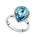  Wassertropfen-Kristallring, Aquamarin, verziert mit Swarovski-Kristall, 6,5