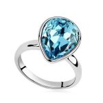  Wassertropfen-Kristallring, Aquamarin, verziert mit Swarovski-Kristall, 8