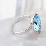  Wassertropfen-Kristallring, Aquamarin, verziert mit Swarovski-Kristall, 8