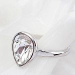  Wassertropfen-Kristallring, Kristall, verziert mit Swarovski-Kristall, 7,25