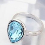  Wassertropfen-Kristallring, Aquamarin, verziert mit Swarovski-Kristall, 6,5