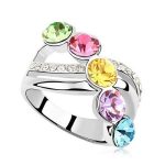  Eleganter Steinring, mehrfarbig, 6,5