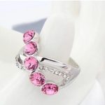 Eleganter Steinring, Pink, 6,5