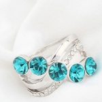  Eleganter Steinring, blauer Zirkon, 7,25