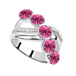  Eleganter Steinring, Pink, 7,25