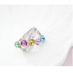  Eleganter Steinring, mehrfarbig, 6,5