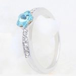  Blumenförmiger Ring, Aquamarin, verziert mit Swarovski-Kristallen, 5,5