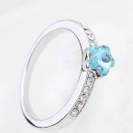  Blumenförmiger Ring, Aquamarin, verziert mit Swarovski-Kristallen, 6,5