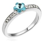 Blumenförmiger Ring, Aquamarin, verziert mit Swarovski-Kristallen, 8,5