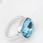  Ovaler Ring, Aquamarin, verziert mit Swarovski-Kristall