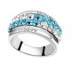  Kubischer Steinring, Aquamarin, verziert mit Swarovski-Kristallen, 6,5