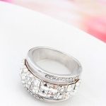  Kubischer Steinring, Kristall, verziert mit Swarovski-Kristallen, 6,5