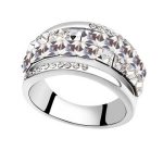  Kubischer Steinring, Kristall, verziert mit Swarovski-Kristall, 7,5