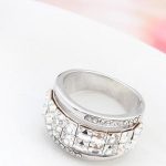  Kubischer Steinring, Kristall, verziert mit Swarovski-Kristall, 7,5