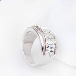  Kubischer Steinring, Kristall, verziert mit Swarovski-Kristall, 7,5