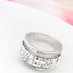  Kubischer Steinring, Kristall, verziert mit Swarovski-Kristall, 8,5