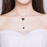 Ezüst nyaklánc fekete szívvel