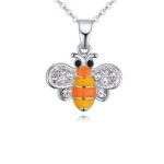 Halskette mit Bienenanhänger, gelb
