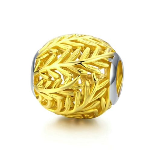  Silberanhänger mit Blattmuster, Gold