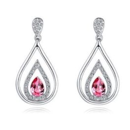 Tropfenförmige Ohrringe mit Swarovski-Kristall, rosa