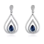 Tropfenförmige Ohrringe mit Swarovski-Kristall, dunkelblau