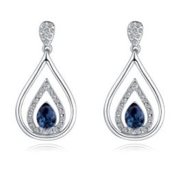 Tropfenförmige Ohrringe mit Swarovski-Kristall, dunkelblau