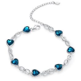 Silberarmband mit blauen Herzen