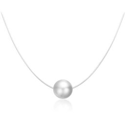 Silberne Halskette mit durchscheinendem Perlenanhänger