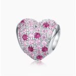 Silberanhänger, Blumenherz, rosa