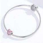 Silberanhänger, Blumenherz, rosa